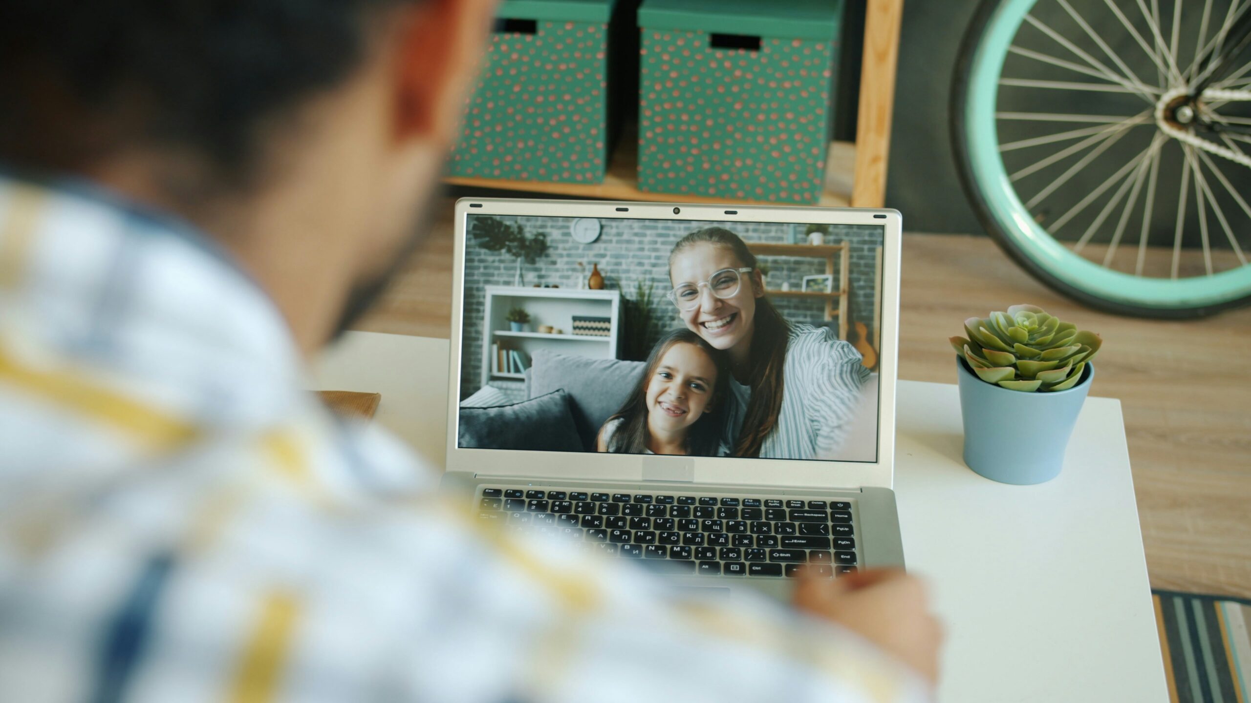 long distance parent on video call with child during virtual visitation